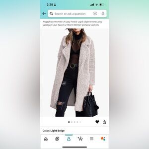 Women's Fuzzy Fleece Lapel Open Front Long Coat